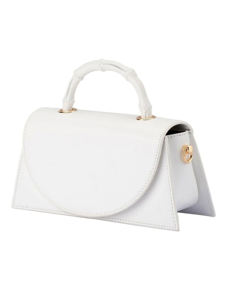 Phoebe Bamboo Top Handle Bag in White image 3