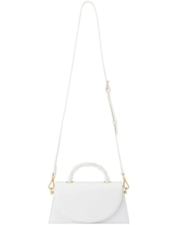 Phoebe Bamboo Top Handle Bag in White image 4