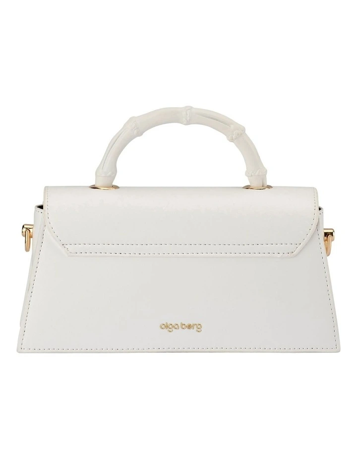 Phoebe Bamboo Top Handle Bag in White image 6