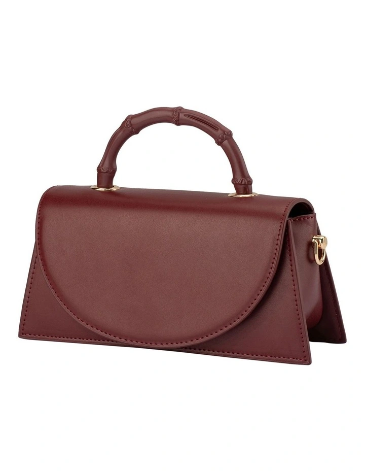 Phoebe Bamboo Top Handle Bag in Burgundy image 3