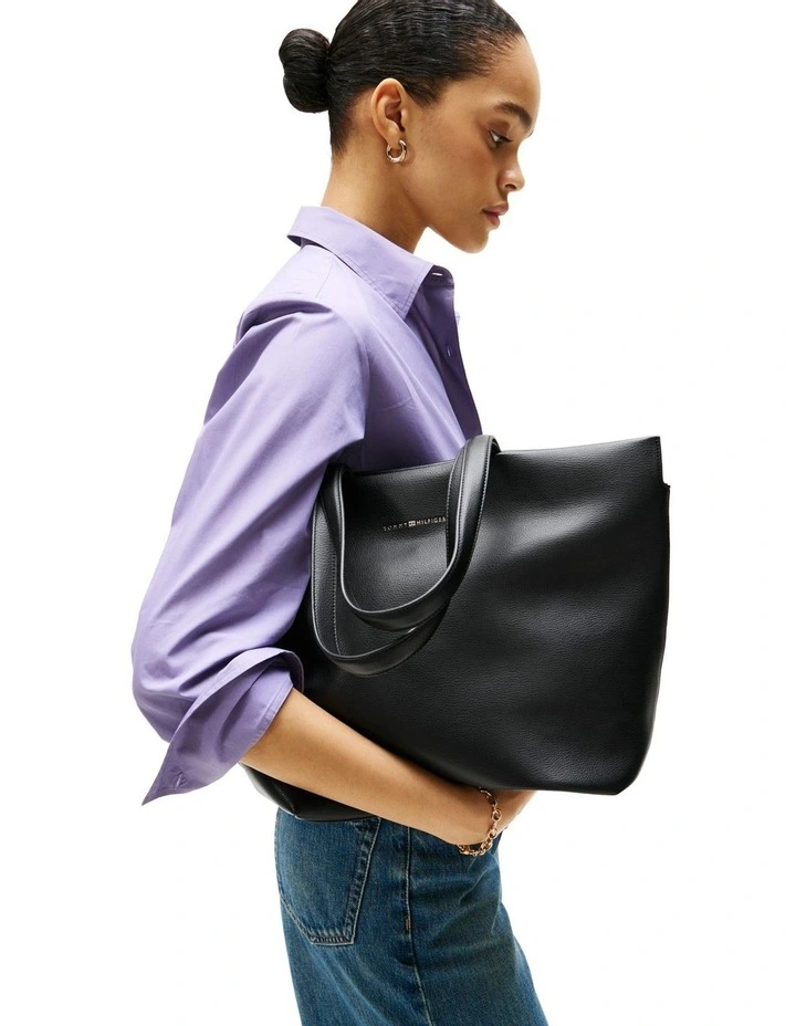 Logo Tape Tote Bag in Black image 2