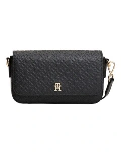 Icon Embossed Logo Crossbody Bag in Black