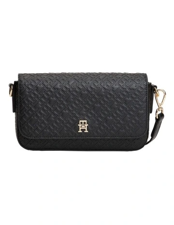 Icon Embossed Logo Crossbody Bag in Black