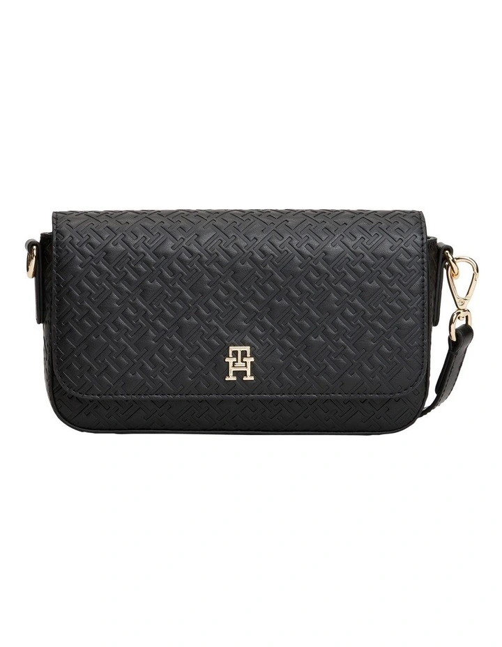 Icon Embossed Logo Crossbody Bag in Black image 1