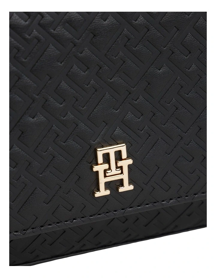 Icon Embossed Logo Crossbody Bag in Black image 3