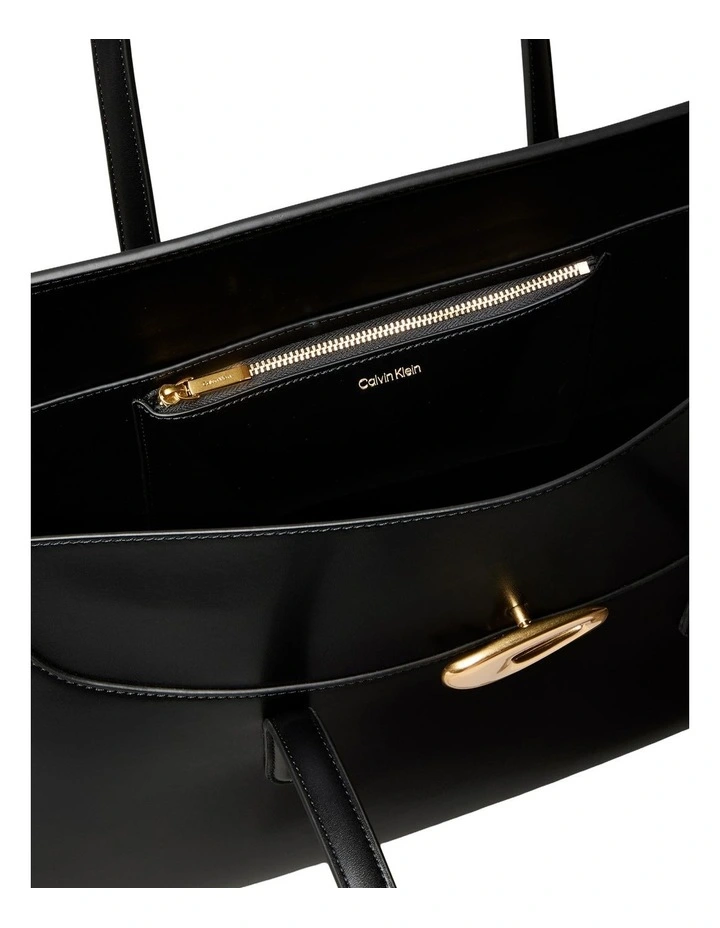 Ophelia Hardware Flap Tote Bag in Black/Tumbled Deep image 3