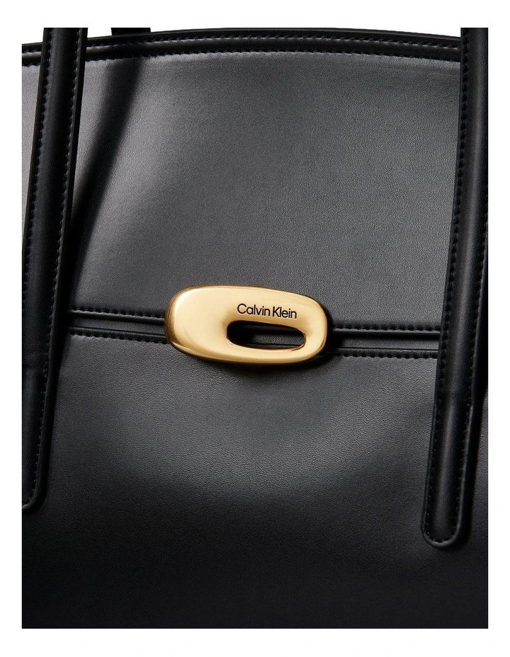 Ophelia Hardware Flap Tote Bag in Black/Tumbled Deep image 4