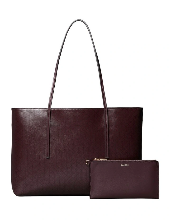 Emblem Allover Print Tote Bag in Fudge AOP image 1