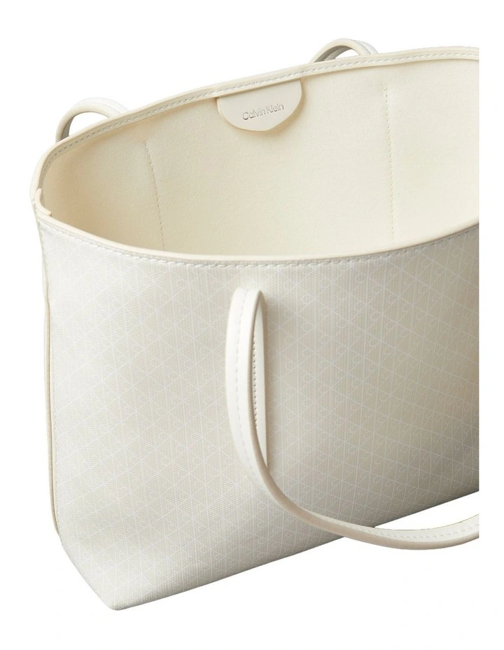Emblem Allover Print Tote Bag With Pouch in White image 4