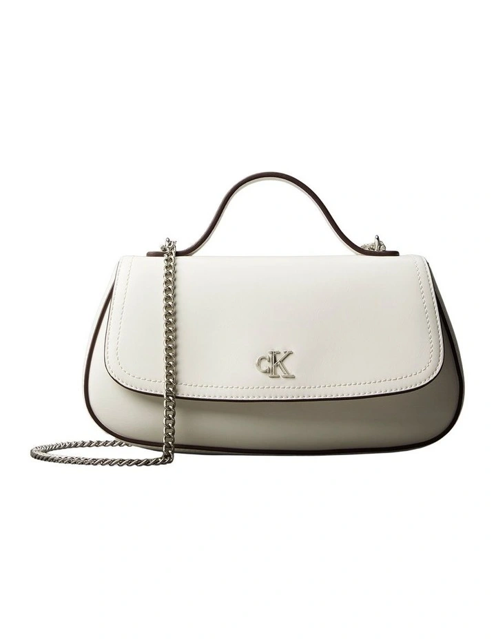 Top Handle Crossbody Flap Bag in White image 1