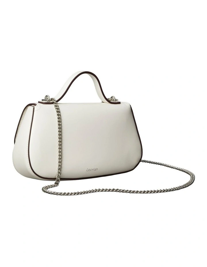 Top Handle Crossbody Flap Bag in White image 2