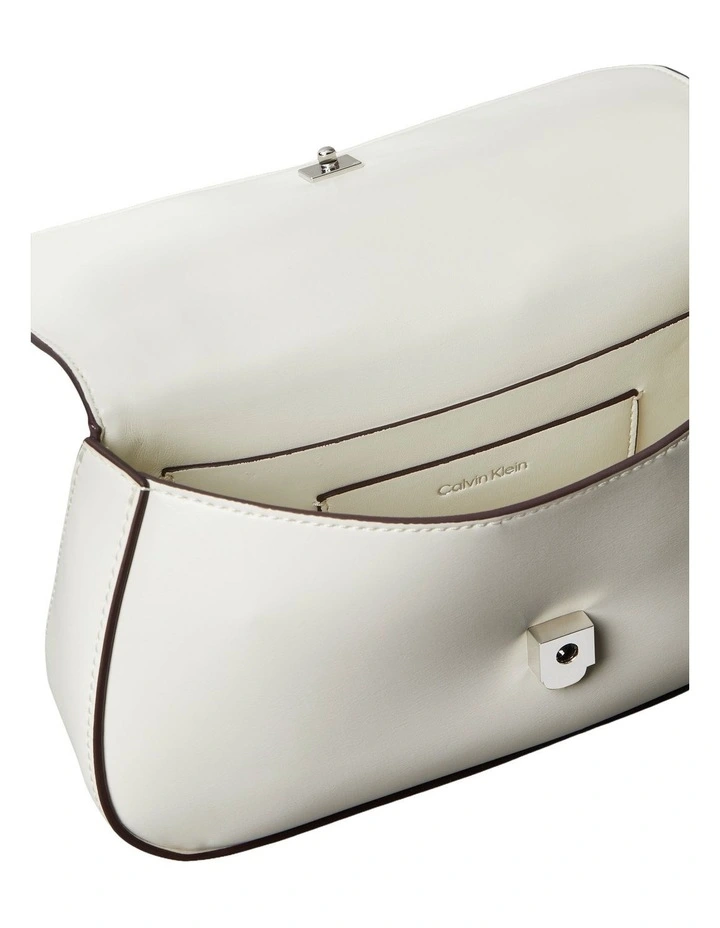 Top Handle Crossbody Flap Bag in White image 3
