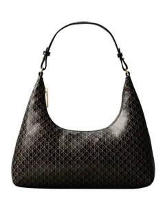 Allover Monogram Logo Shoulder Bag in Black