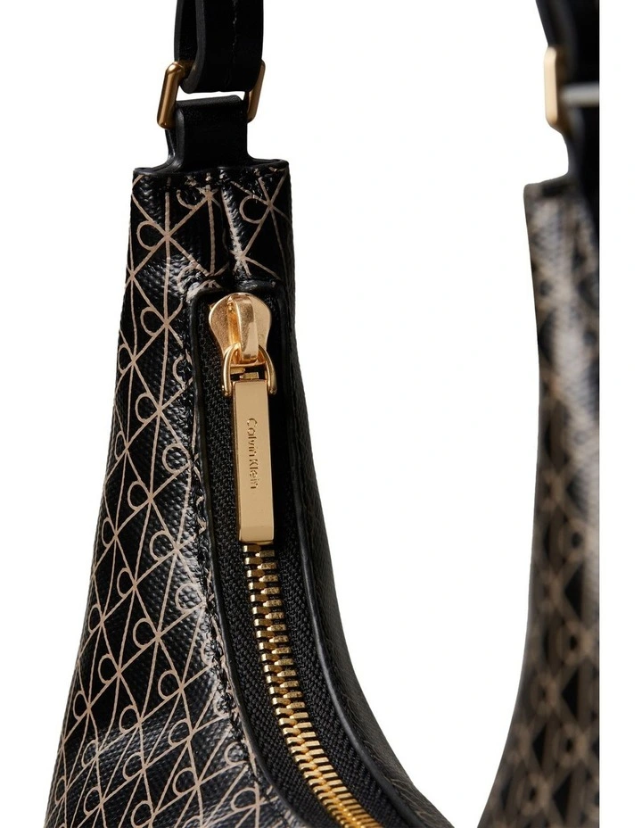 Allover Monogram Logo Shoulder Bag in Black image 4