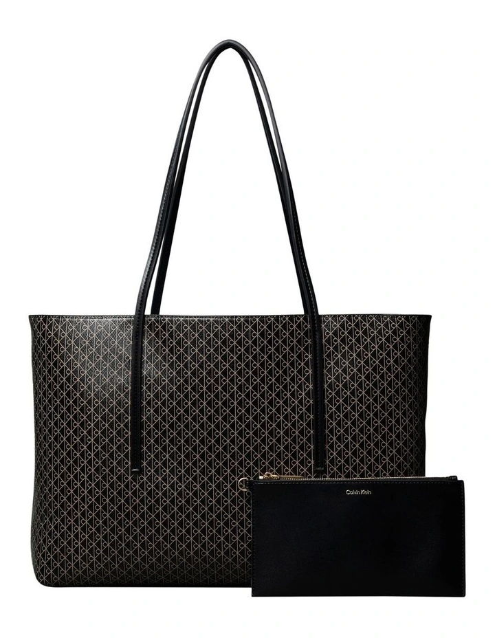 Cora All Over Print Tote with Pouch in Black image 1