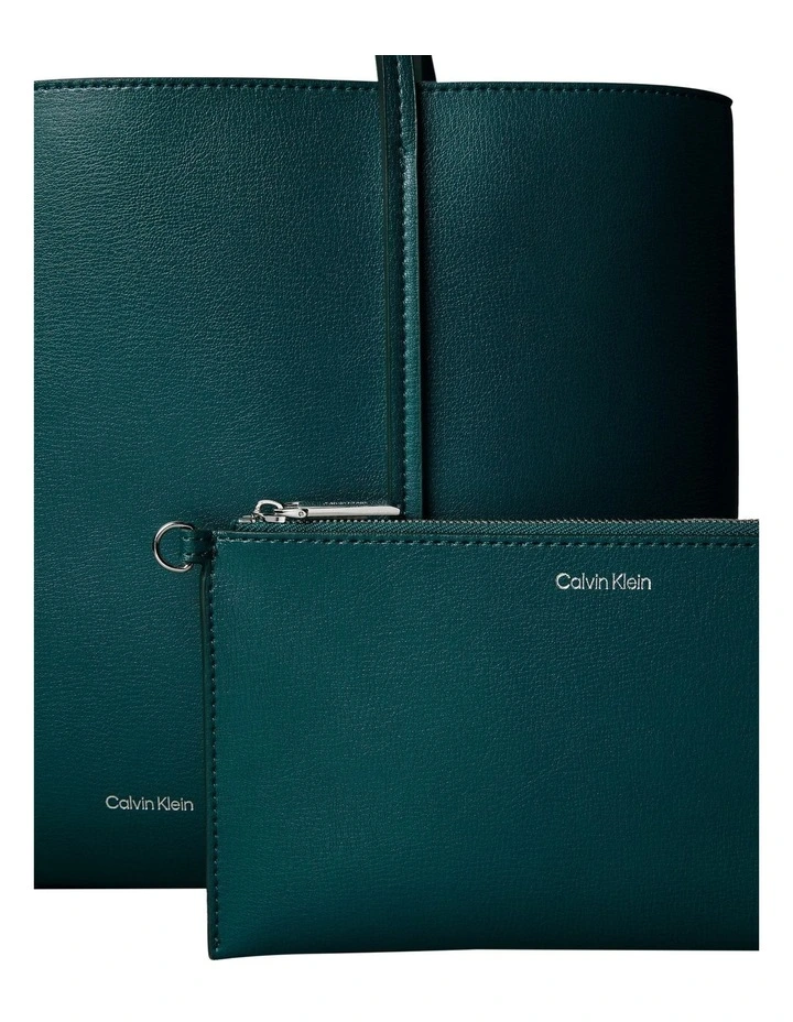 Cora Solid Small Tote Bag with Pouch in Blue image 3