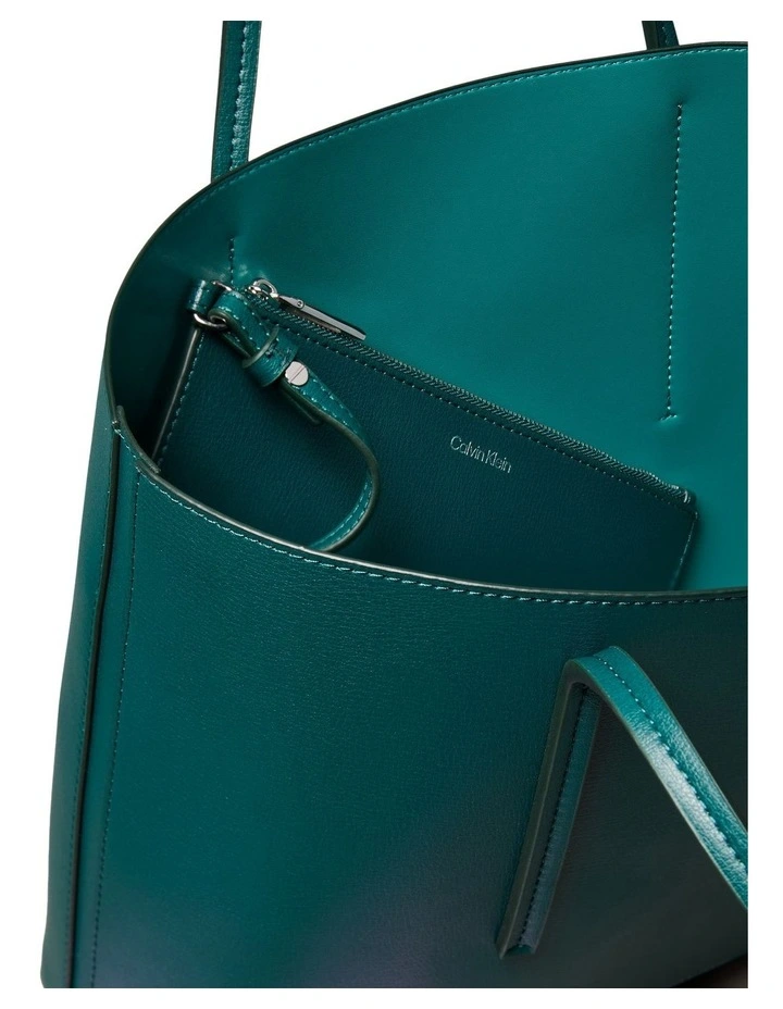 Cora Solid Small Tote Bag with Pouch in Blue image 4