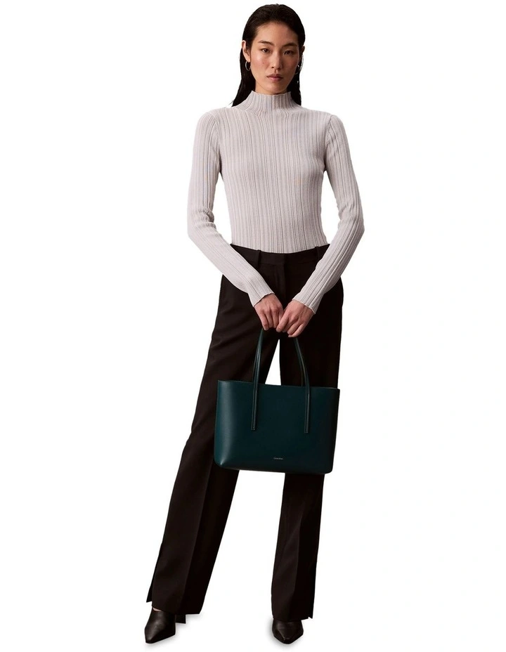 Cora Solid Small Tote Bag with Pouch in Blue image 5