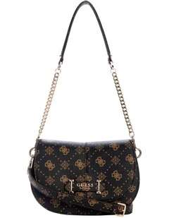 Carrie Logo Shoulder Bag in Black