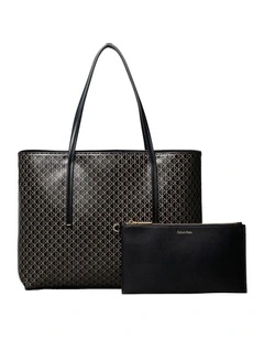 Cora All Over Print Small Tote Bag with Pouch in Black