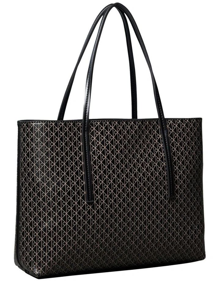 Cora All Over Print Small Tote Bag with Pouch in Black image 2
