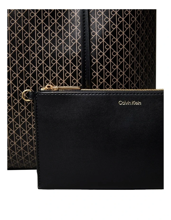 Cora All Over Print Small Tote Bag with Pouch in Black image 3