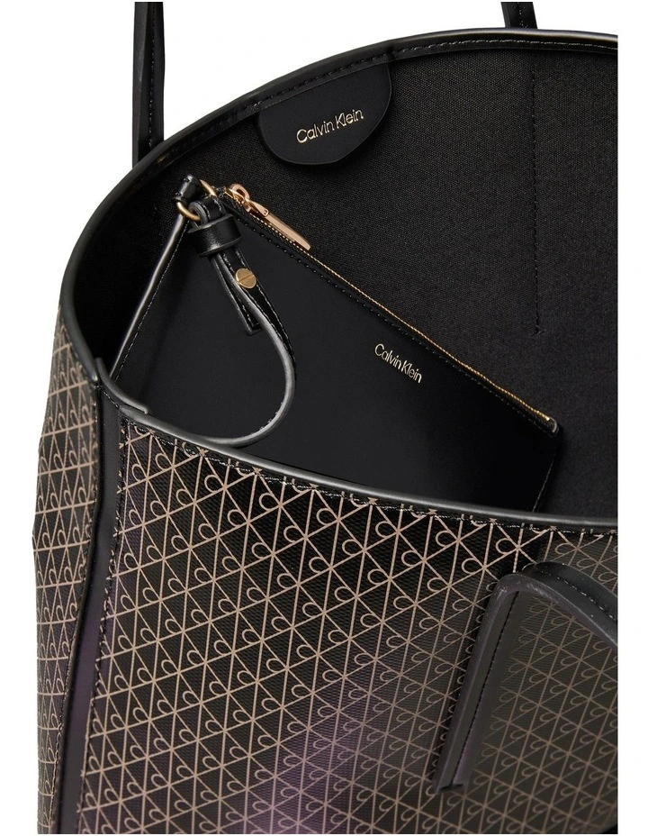 Cora All Over Print Small Tote Bag with Pouch in Black image 4