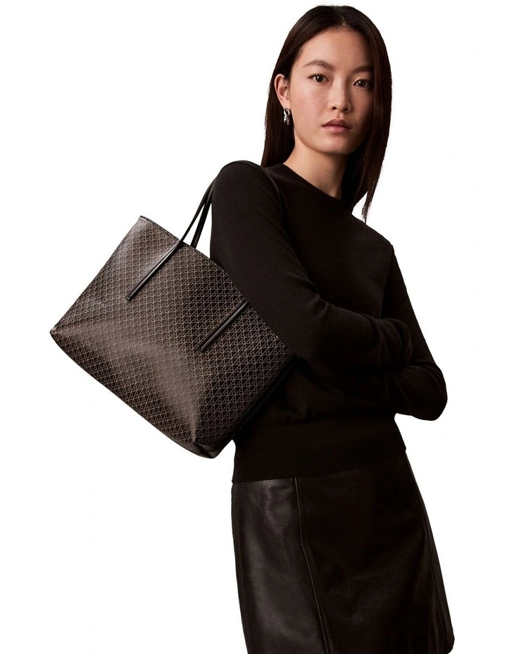 Cora All Over Print Small Tote Bag with Pouch in Black image 5