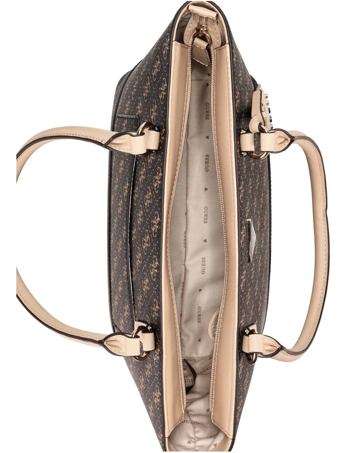 Sarai Status Satchel Bag in Brown Logo image 4