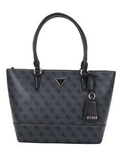 Sarai Top Zip Tote Bag in Coal Logo