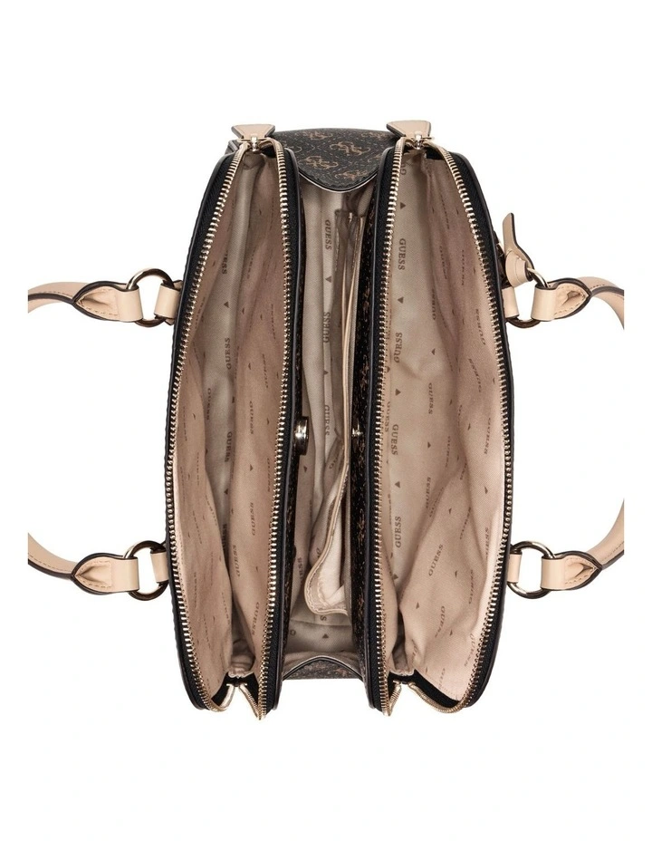 Sarai Top Zip Tote Bag in Brown Logo image 4