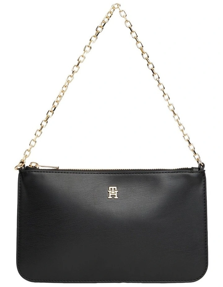 Icon Chain Shoulder Pouch Bag in Black image 1