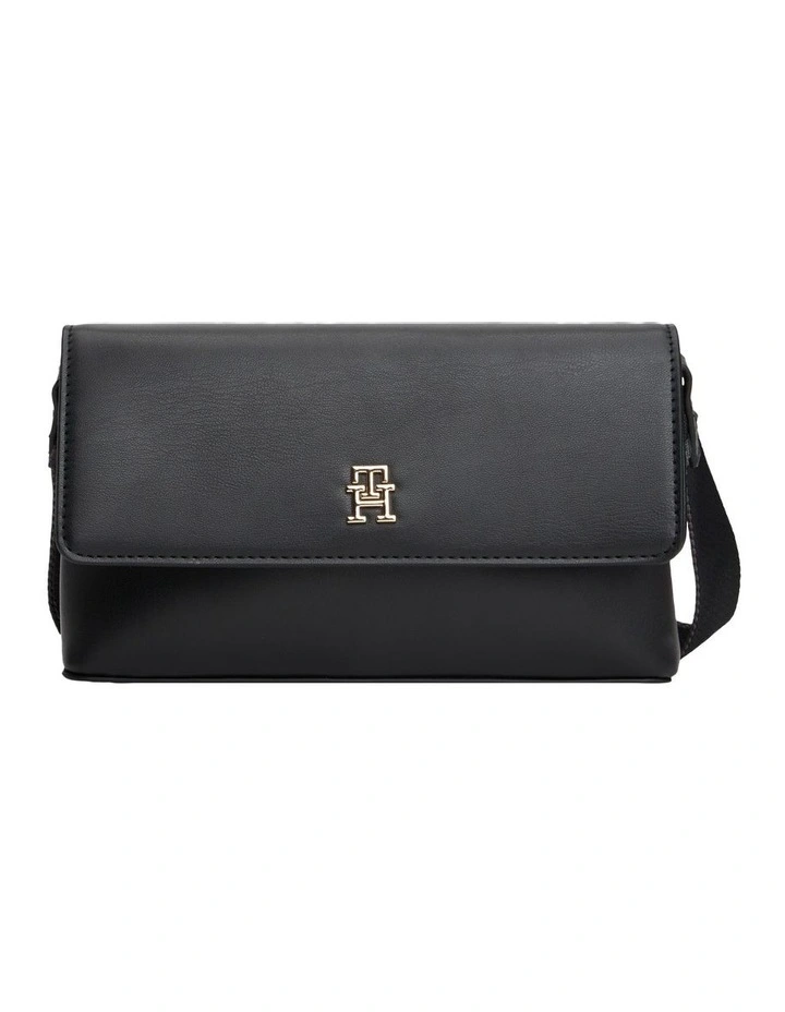 Solid Flap Crossbody Bag in Black image 1
