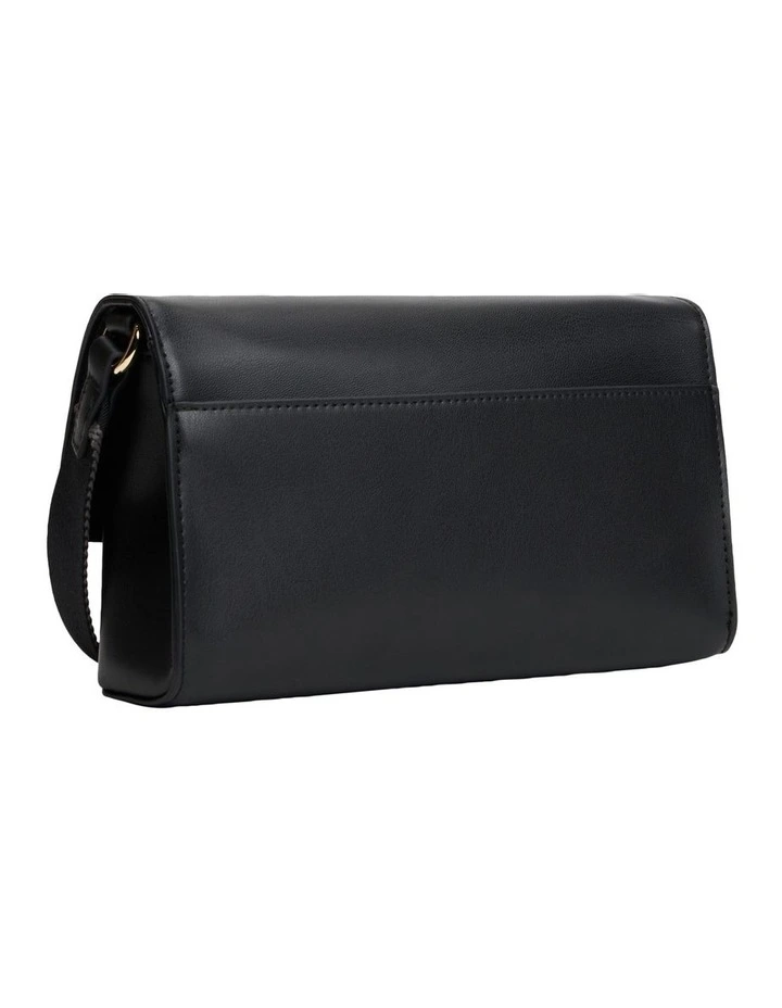 Solid Flap Crossbody Bag in Black image 2