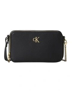 Minimal Monogram Crossbody Bag in Black