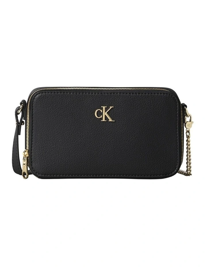 Minimal Monogram Crossbody Bag in Black image 1