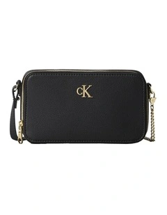 Minimal Monogram Crossbody Bag in Black