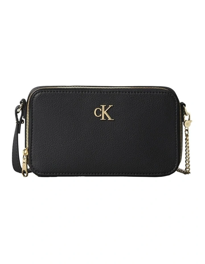 Minimal Monogram Crossbody Bag in Black image 1