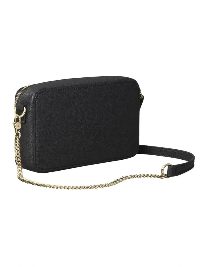Minimal Monogram Crossbody Bag in Black image 2