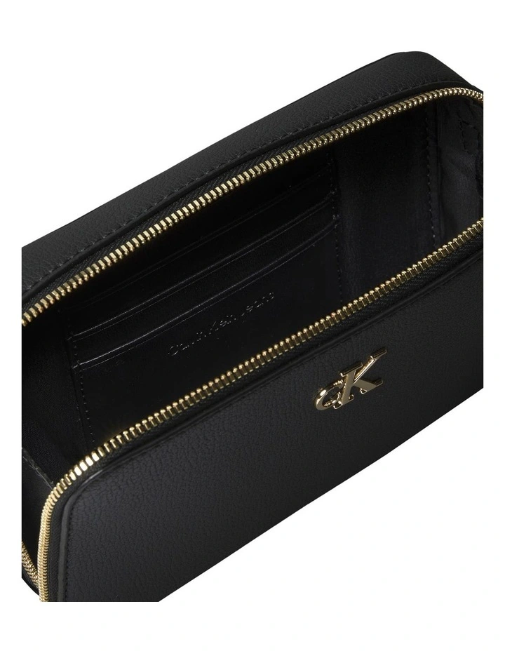 Minimal Monogram Crossbody Bag in Black image 3