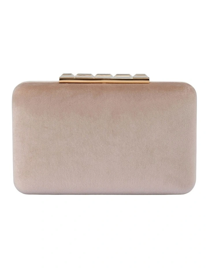 Bess Velvet Clutch Bag in Natural image 1