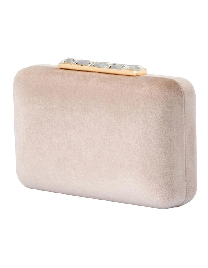 Bess Velvet Clutch Bag in Natural image 4
