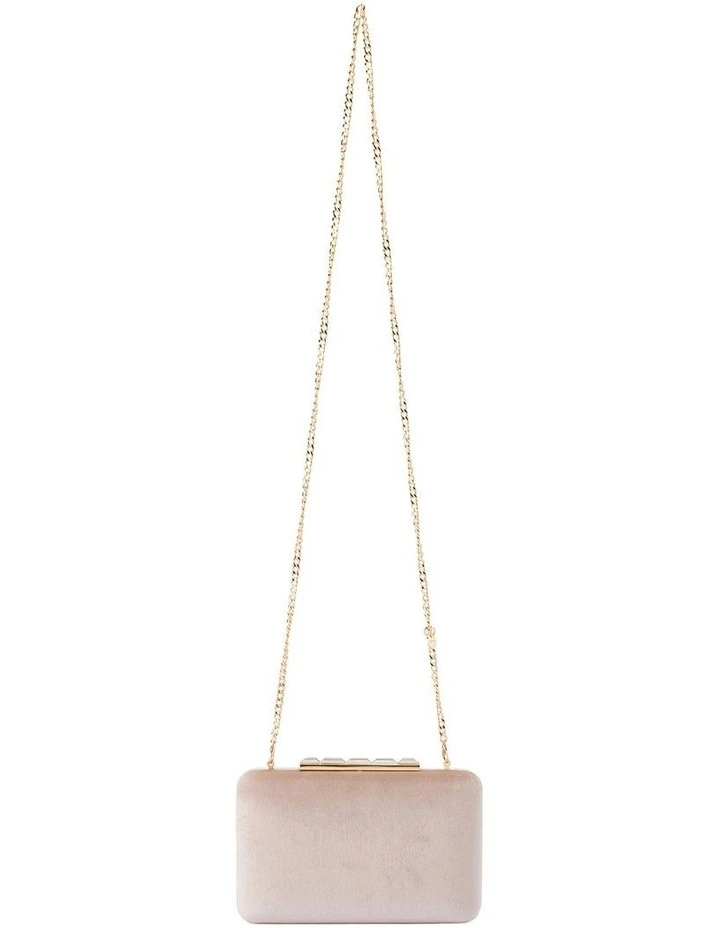Bess Velvet Clutch Bag in Natural image 5