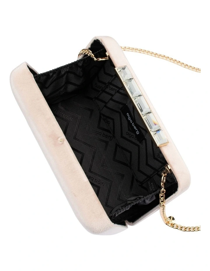 Bess Velvet Clutch Bag in Natural image 6