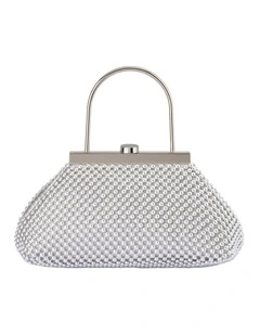 Mimi Ball Mesh Clutch Bag in Silver