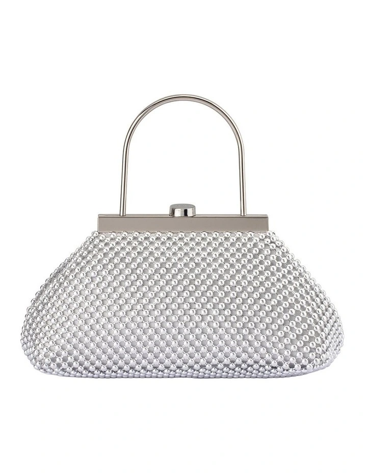 Mimi Ball Mesh Clutch Bag in Silver image 1