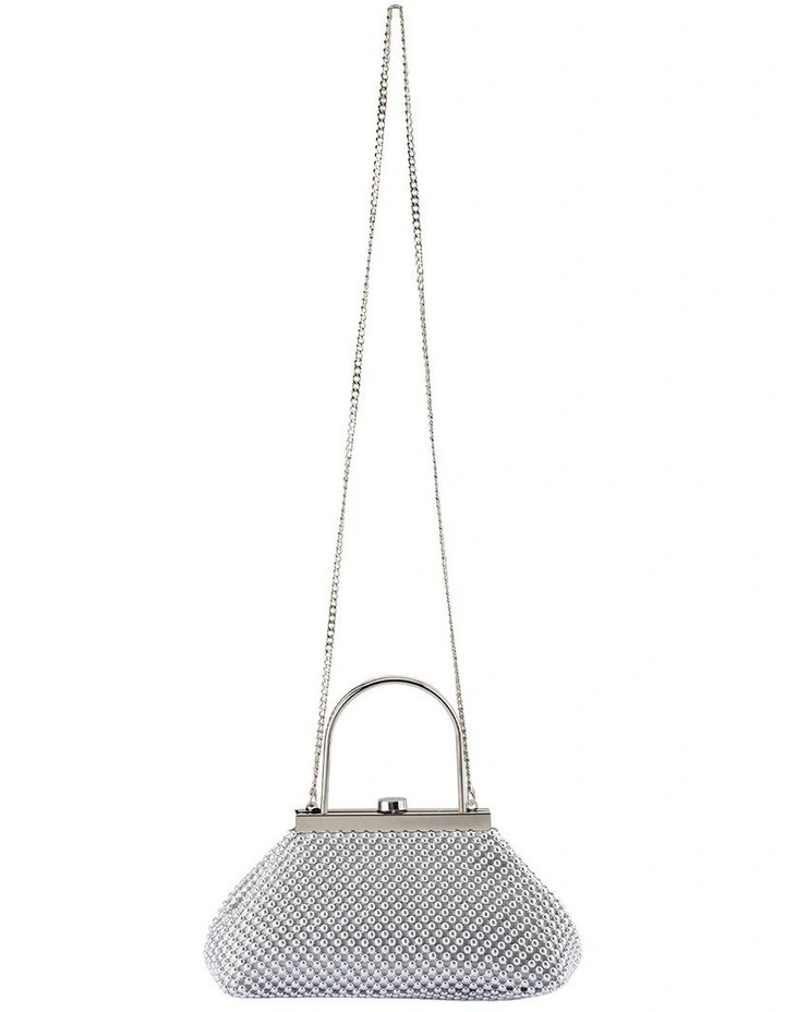 Mimi Ball Mesh Clutch Bag in Silver image 5