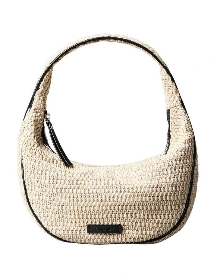 Raffia Shoulder Bag in Cream image 1