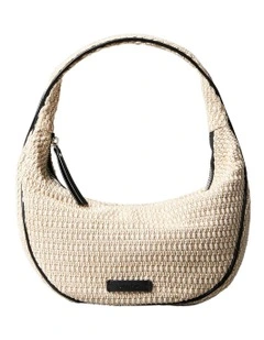 Raffia Shoulder Bag in Cream