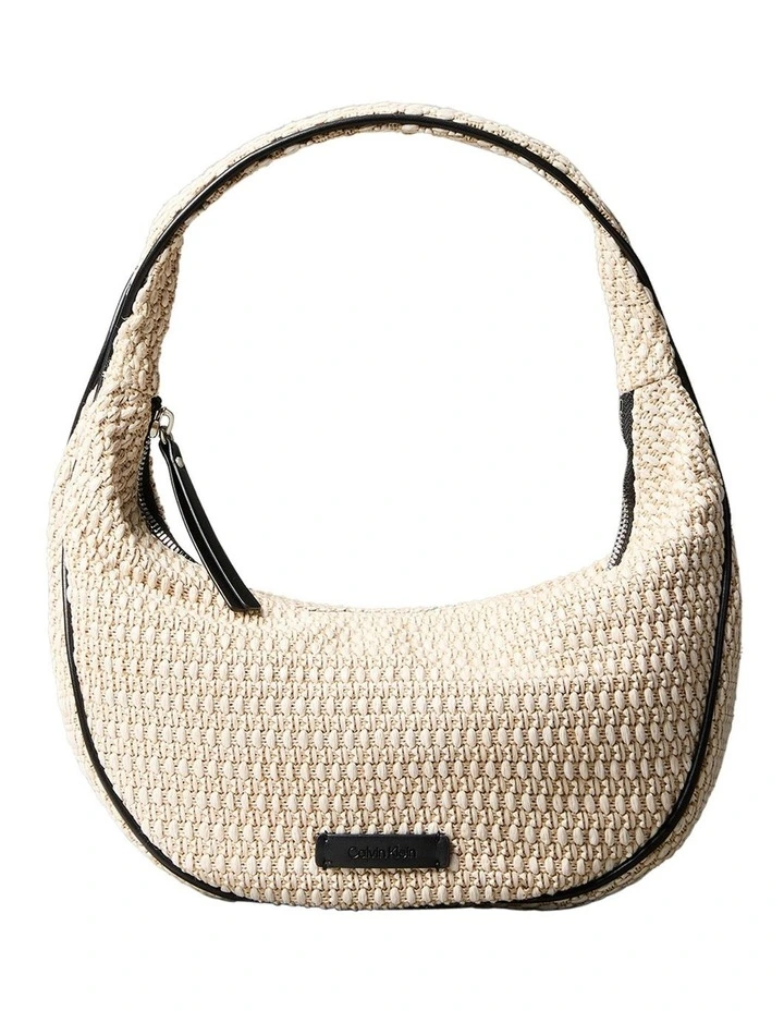 Raffia Shoulder Bag in Cream image 1